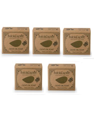 Olive Oil Soap Bar - Handmade 100% Pure Natural & Vegan (5 Bars) 5.7 Ounce (Pack of 5)