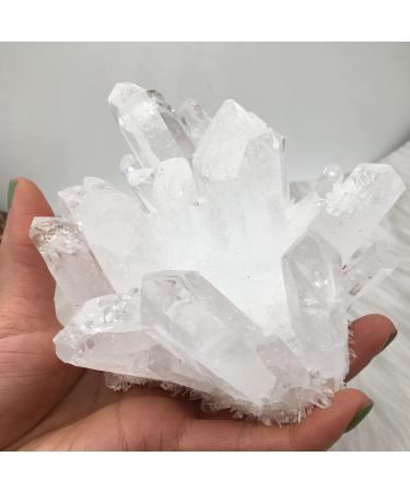 Natural Crystal Rough Natural White Transparent Cluster Stone ore demagnetization Stone Purification Decoration Can be Used for (Size : 650-750g)