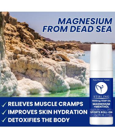STIRLING Menthol Roll On Lotion with Magnesium & 1500mg Pure Hemp | Non-GMO THC-Free Pain Relief for Sore Muscles & Joints - Reduces Swelling & Promotes Recovery - Buy Online on GoSupps.com