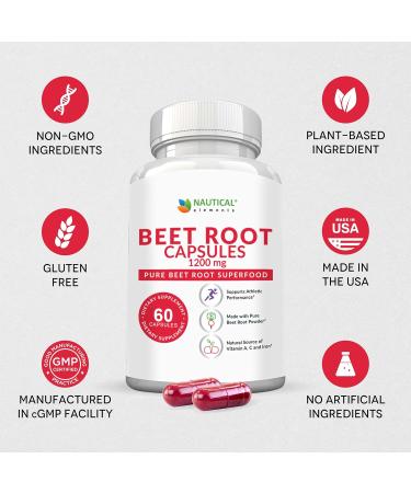 Beet Root Capsules - 1200mg Per Serving - 60 Beet Root Powder Capsules - Beetroot Powder Supports Blood Pressure Athletic Performance Digestive Immune System (Pure Non-GMO & Gluten Free 60 Count (Pack of 1) - Buy Online on GoSupps.com