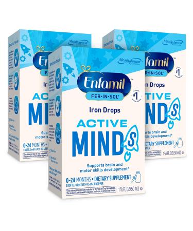 Enfamil Fer-in-Sol Iron Supplement Drops for Infants & Toddlers Supports Brain Development 50 mL Dropper Bottle Pack of 3 1.67 Fl Oz (Pack of 3)