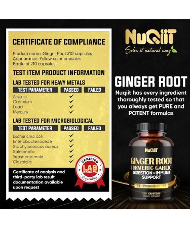 Ginger Supplements with Turmeric & Garlic - Immune & Digestive Support - 210 Capsules - 1000mg Ginger Capsules - Buy Online on GoSupps.com
