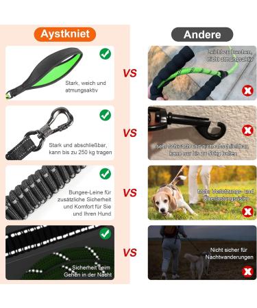 Aystkniet Bungee Tow Leash for Dogs - 3m to 20m Shock-Absorbing with Padded Handle & Reflective Threads Ideal for Medium & Large Dogs - Green - Buy Online on GoSupps.com