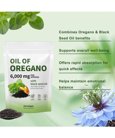 RTQSU Oil of Oregano with Black Seed Oil - Oil of Oregano Capsules Aceite de Or gano Capsulas Immune Support Non-GMO Gluten Free 6000MG 300 Softgels - Buy Online on GoSupps.com