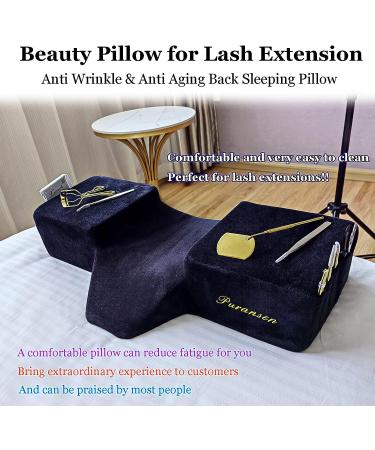 Puransen Beauty Salon Eyelash Extension Neck Pillow - Wrinkle Prevention, Anti-Aging Contour Memory Foam, Ergonomic Cervical Support (Black) - Buy Online on GoSupps.com