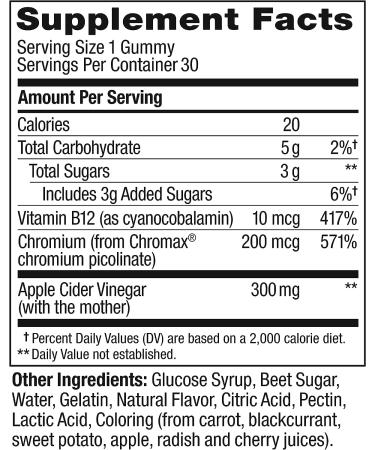 OLLY Apple Cider Vinegar Metabolism Gummy Rings with Vitamin B12 & Chromium - 30 Count - Buy Online on GoSupps.com