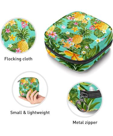Anna Cowper Tropical Pineapple Floral Leaves Sanitary Napkin Storage Bag - Portable Period Pouch for Women and Teens - Multi-colored - Buy Online on GoSupps.com