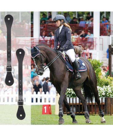 Adjustable Leather Spur Straps - 2 Pcs, Single Ply, Western Style, 6 Holes, 9.9 Inches, Black - Buy Online on GoSupps.com