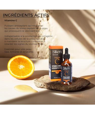 Vitamin C Serum (60 ml) with Hyaluronic Acid and Vitamin E. Anti-wrinkle | Anti-dark circles | Skin blemish corrector | Facial hydration. Firm smooth and luminous skin. 100% vegan - SILKEN - Buy Online on GoSupps.com