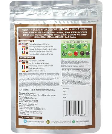 SVATV Brown Henna Hair Colour with Goodness of 9 Herbs | Brown Henna Mehndi for Hair Make Hair Soft & Shiner Natural Hair Color for Men & Women 227g 08oz - Buy Online on GoSupps.com