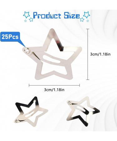 25 Pieces Star Hair Clips 2000s Y2K Accessories Silver Hair Barrettes Non-Slip Star Snap Hair Pins for Girls Women - Buy Online on GoSupps.com
