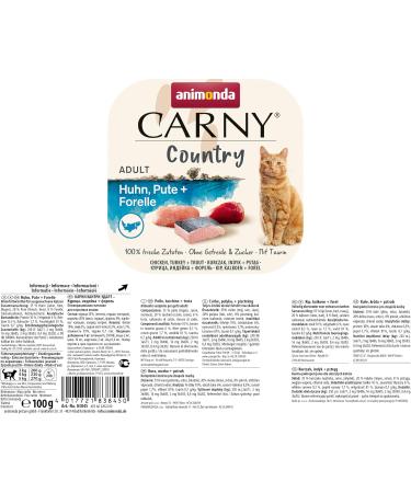Animonda Carny Adult Country Cat Food - Wet Food with Chicken Turkey & Trout - 32 x 100g Pack - International Shipping Available - Buy Online on GoSupps.com