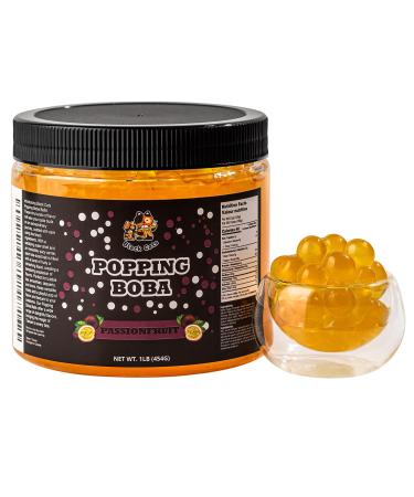 Popping Boba Pearls | 1LB (454g) | Bursting Tea Balls for Drinks Desserts Smoothies and Snack Toppings | Bubble Tea Tapioca Pearls Mix Kit (Passionfruit)