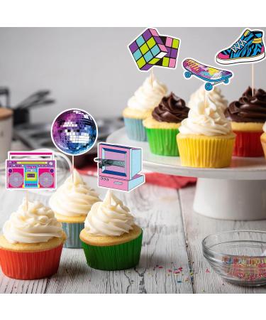 48Pcs Roller Skating Cupcake Toppers - Game Retro Throwback 80S 90S Decade Hip Hop Theme Decor Supplies - Boys Girls Happy Birthday Music Party Decorations - Buy Online on GoSupps.com