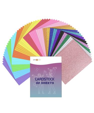 HTVRONT Colored Cardstock Paper Bundle  60 Sheets 20 Colors  Glitter Cardstock and Colored Card Stock 8.5 x 11in  Thick Glitter Cardstock for Cricut Machine  Christmas Birthday Wedding Party Decor MultiColored/60 Sheets