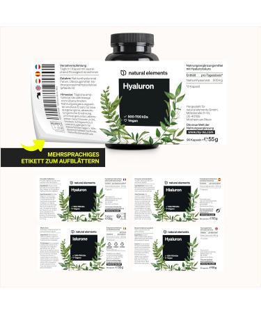 Vegan Hyaluronic Acid 500mg - 90 High-Dose Capsules | Pure Additive-Free | 3-Month Supply | Made in Germany - Buy Online on GoSupps.com