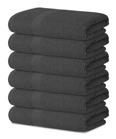 Filament Alley 6 Pack Bath Towel Set 22x44 Luxury Cotton Towels Ideal for Pool Gym Spa Hotel Shower Home Bathroom Towels Absorbent Lightweight Soft Charcoal Grey Charcoal Grey 22x44 Inches - Pack of 6