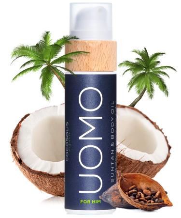 COCOSOLIS UOMO Tanning Accelerator for Men - Organic Tanning Oil with Vitamin E & Black Coconut Scent for a Fast Intensive Tan - Tanning Enhancer for a Rich Chocolate Tan (200)