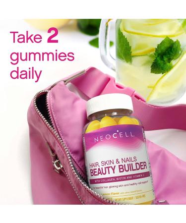 NeoCell Collagen + Vitamin C & Biotin Gummies - Hair, Skin & Nails Support | Collagen Type 1 & 3 | Lemon Flavor - 60 Count - Buy Online on GoSupps.com
