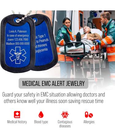 Buy MIA MIA Custom Medical Alert Necklace - Aluminum Military Style ID Tag for Men & Women | Engraved Emergency Awareness Jewelry for Diabetes Allergy Epilepsy & Medical Conditions - Buy Online on GoSupps.com