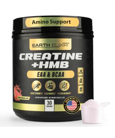 Creatine HMB Supplements for Men and Women w/Essential Amino Acids | EAA & BCAA Powder Mix | Creatine Monohydrate Powder and HMB | EAAS & BCAAS | Made in USA & 3rd Party Tested
