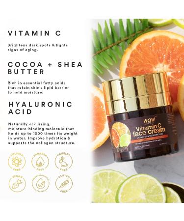 WOW Skin Science Vitamin C Moisturizer Face Cream - Anti Aging Oil-Free Lotion for Men & Women (1.69 oz) - Buy Online on GoSupps.com