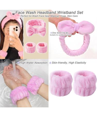 5 Pcs Pink Cleansing Brush Set with Headband & Cuffs | Dual-Action Exfoliating Massager for Deep Gentle Facial Cleansing | Skincare Essentials - Buy Online on GoSupps.com