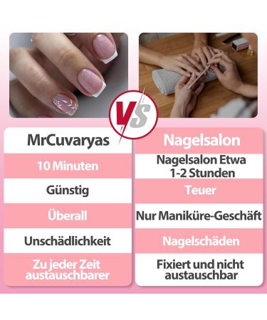 Buy Oval Short French Press-On Nails | Mrcuvaryas Soft Gel Nail Tips - Full Cover White Leaves Design for Stunning Manicures - Buy Online on GoSupps.com