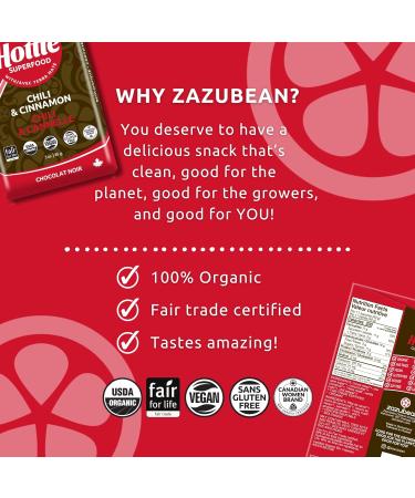 Zazubean SUPERFOODS Chocolate bars - Organic Vegan Fair trade Gluten free Soy Free (Chili Cinnamon & Yerba Mate) - Buy Online on GoSupps.com
