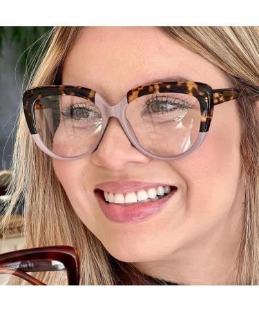 Buy SERONI TR90 Cat Eye Blue Light Blocking Glasses - Stylish Anti-UV Computer & Reading Glasses for Men & Women | Black-Red-Clear Frames - 56mm - Buy Online on GoSupps.com