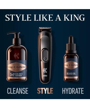 King C. Gillette Cordless Beard Trimmer Kit for Men - Lifetime Sharp Blades, 3 Combs, UK Plug - Gifts for Men - Buy Online on GoSupps.com