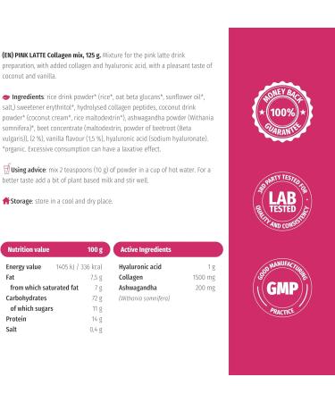 Nature's Finest by Nutrisslim Pink Latte with Collagen and Hyaluronic Acid 125 g | Coconut and Vanilla Flavored Drink Lactose and Sugar Free (1) - Buy Online on GoSupps.com