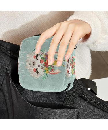 Portable Lama Floral Crown Menstrual Bag | Stylish Binding Storage for Teens & Women - Buy Online on GoSupps.com