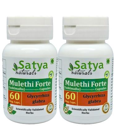 Mulethi Forte Capsules 500 mg. 60 Veg. Capsule | Yasthimadhu (Glycyrrhiza Glabra) Extract Capsules for Men and women | Ayurvedic Herbal Supplement/Remedies | 10:1 Forte (2 Bottles of 60 Capsules) 120 Count (Pack of 1)