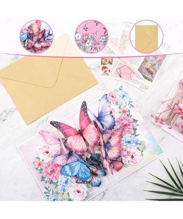 Butterfly Flower 3D Pop Up Card - Handmade Birthday Card | Fragrant Greeting Cards for Mother Wife Daughter Women | Pink-Purple Makeup Brush Gift - Buy Online on GoSupps.com