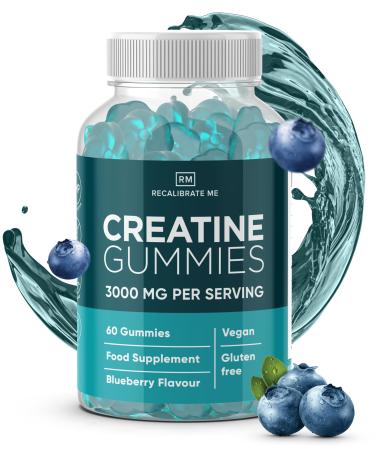 RM Creatine Gummies 3000mg - 60 Chewable Pre Workout Gummies (Blueberry Flavour) - Creatine Monohydrate Gummies - Creatine Preworkout Gym Supplement for Men & Women - Vegan & Gluten Free