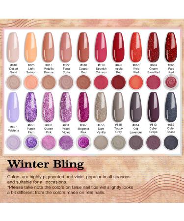 Lavender Violets 26PCS Dip Powder Nail Kit Starter - Red Solid Glitter Colors - Base Top Activator Brush Saver - Nail File Included - Buy Online on GoSupps.com