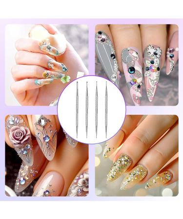 Jeffdad 4 Piece Dotting Pen Set - Professional Stainless Steel Nail Art Tools for DIY Decoration - Dual-Ended Strass Picker - Perfect for Nail Design (Silver) - Buy Online on GoSupps.com