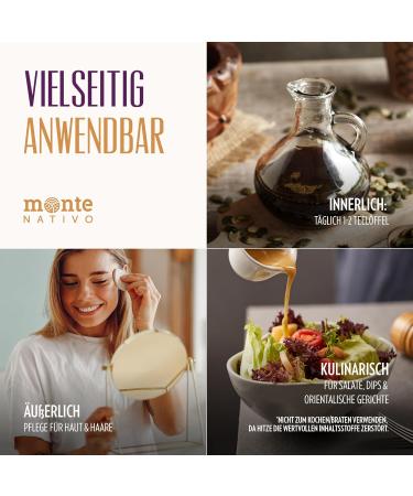  Monte Nativo Monte Native Pumpkin Seed Oil (2 x 500 ml) - Cold-pressed virgin and unrefined pumpkin oil - Omega fatty acids for skin health and care - Ideal for - Buy Online on GoSupps.com