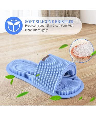 Buy Petalum Silicone Shower Sandals - Non-Slip Massage Foot Brush with Suction Cups | Deep Cleaning & Cornea Peeling | One Size - Blue - Buy Online on GoSupps.com