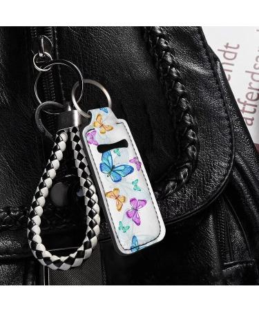 Bulopur White Blue Butterflies Lipstick Balm Holder Keychain - Neoprene Chapstick Holder - Buy Online on GoSupps.com
