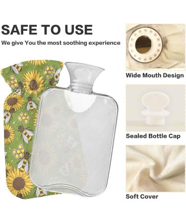 ZZXXB Sunflower Bee Warm Bottle 1L - Fleece Cover for Neck & Shoulder Pain Relief Hand & Foot Warmer PVC Heat Bag Hot & Cold Therapy - Buy Online on GoSupps.com