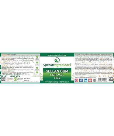 Special Ingredients Gellan Gum High Acyl 500g Premium Quality Powder Non-GMO Gluten Free Recyclable Container Gellan Gum High Acyl 500 g (Pack of 1) - Buy Online on GoSupps.com