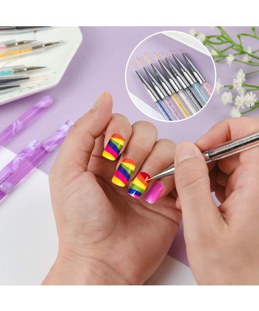 14 Pieces Nail Art Brushes Set for Beautiful Nail Designs and Nail Painting - Multi-colored Nylon Brushes for Poly Extension Gel and Tips Builder - Buy Online on GoSupps.com