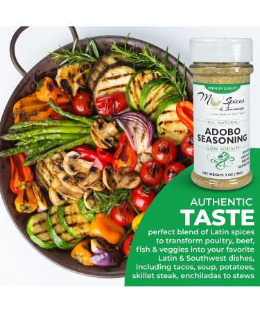 Mo' Spices Adobo Seasoning: Low Sodium, Gluten-Free, Non-GMO, Soy & MSG Free, Vegan, Paleo, Keto Friendly - Health Conscious Sea Salt Spice for Foodies & Picky Eaters - Buy Online on GoSupps.com