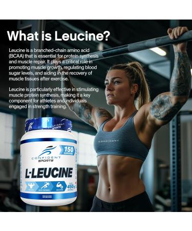 Confident Sports Leucine Supplement - 100% Ultra-Pure L-LEUCINE Supplements for Muscle Growth - Essential Amino Acids Supplement for Post-Workout Recovery - 450 Gram - 150 Servings -150 Day Supply - Buy Online on GoSupps.com
