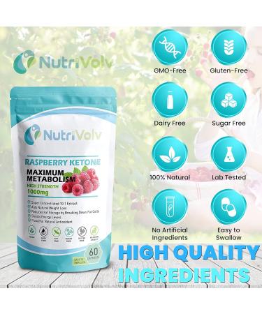 Pure 100% Raspberry Ketones 1000mg | 60 Capsules - Weight Loss Supplement for Energy Boost & Metabolism - Buy Online on GoSupps.com