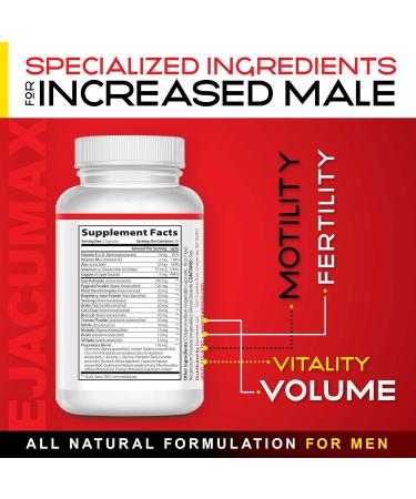 Ejacumax Vitality- Prenatal Vitamins for Men- Fertility Formula - Male Semen Volume Enhancer- High Potency Sperm Count Boosting Formulation- All Natural and Effective- 60 Capsules - Buy Online on GoSupps.com