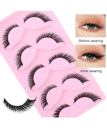 Buy Slender Faux Mink False Eyelashes - 5 Pairs 3D Charming Fluffy Cat Eye Lashes Easy to Apply Natural Look - Buy Online on GoSupps.com