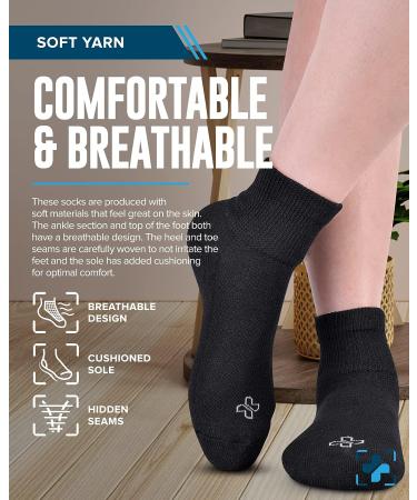 Doctor's Select Diabetic Socks for Men and Women - 4 Pairs | Neuropathy Socks Black - 4 Pairs Large | Diabetic Socks Women 1/4 - Buy Online on GoSupps.com
